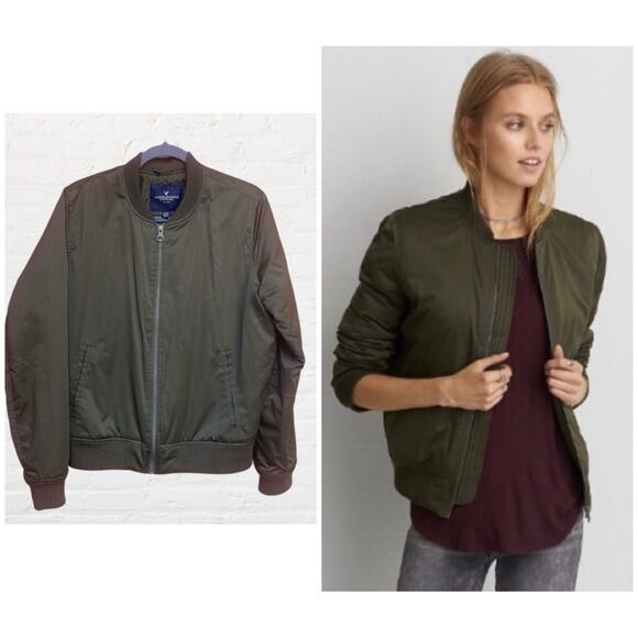 American Eagle olive green utility longer style bomber jacket - Picture 1 of 7